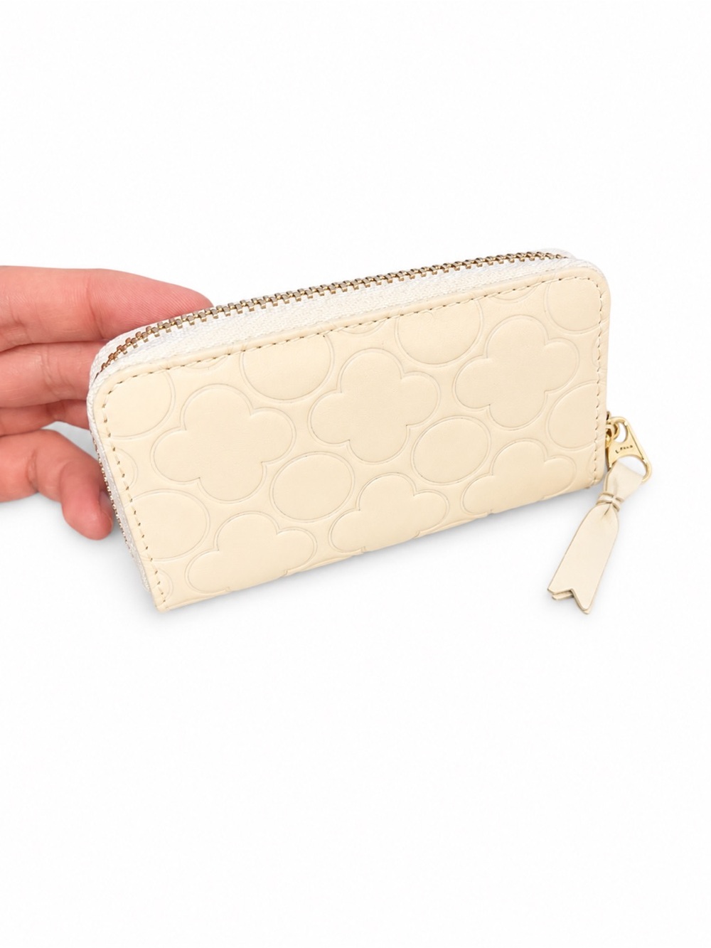 Comme des Garcons Beige/Cream Quilted Zip Wallet